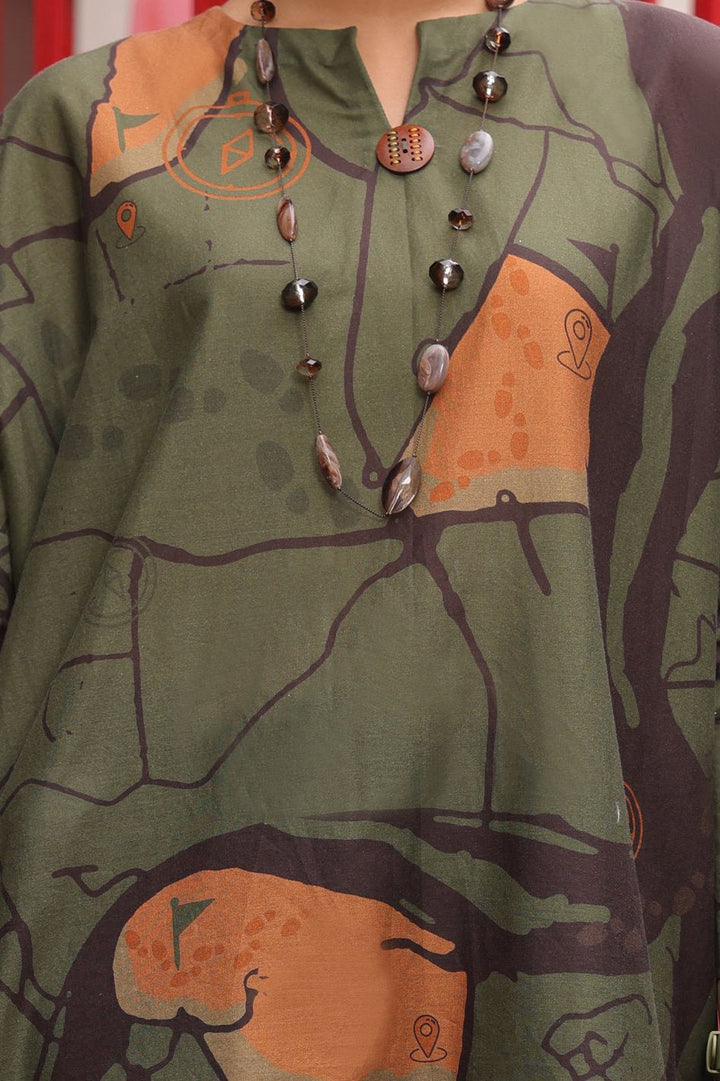 Net Army Green Kurti - Almirah
