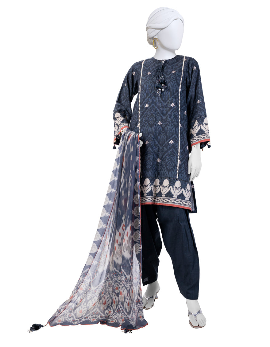 Cambric Multi Unstitched Suit - J. Junaid Jamshed