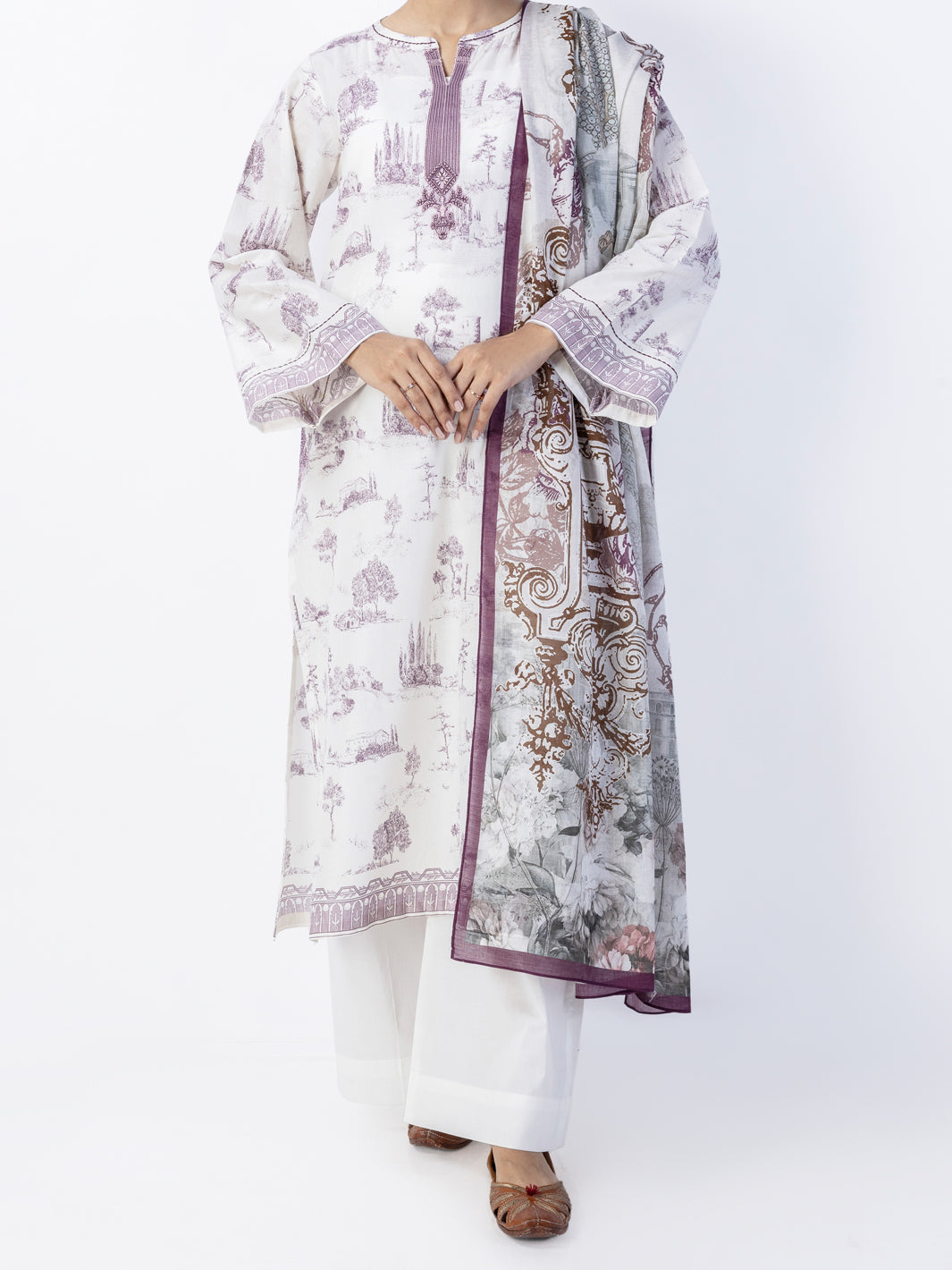 Lawn Ivory Unstitched Suit - Almirah