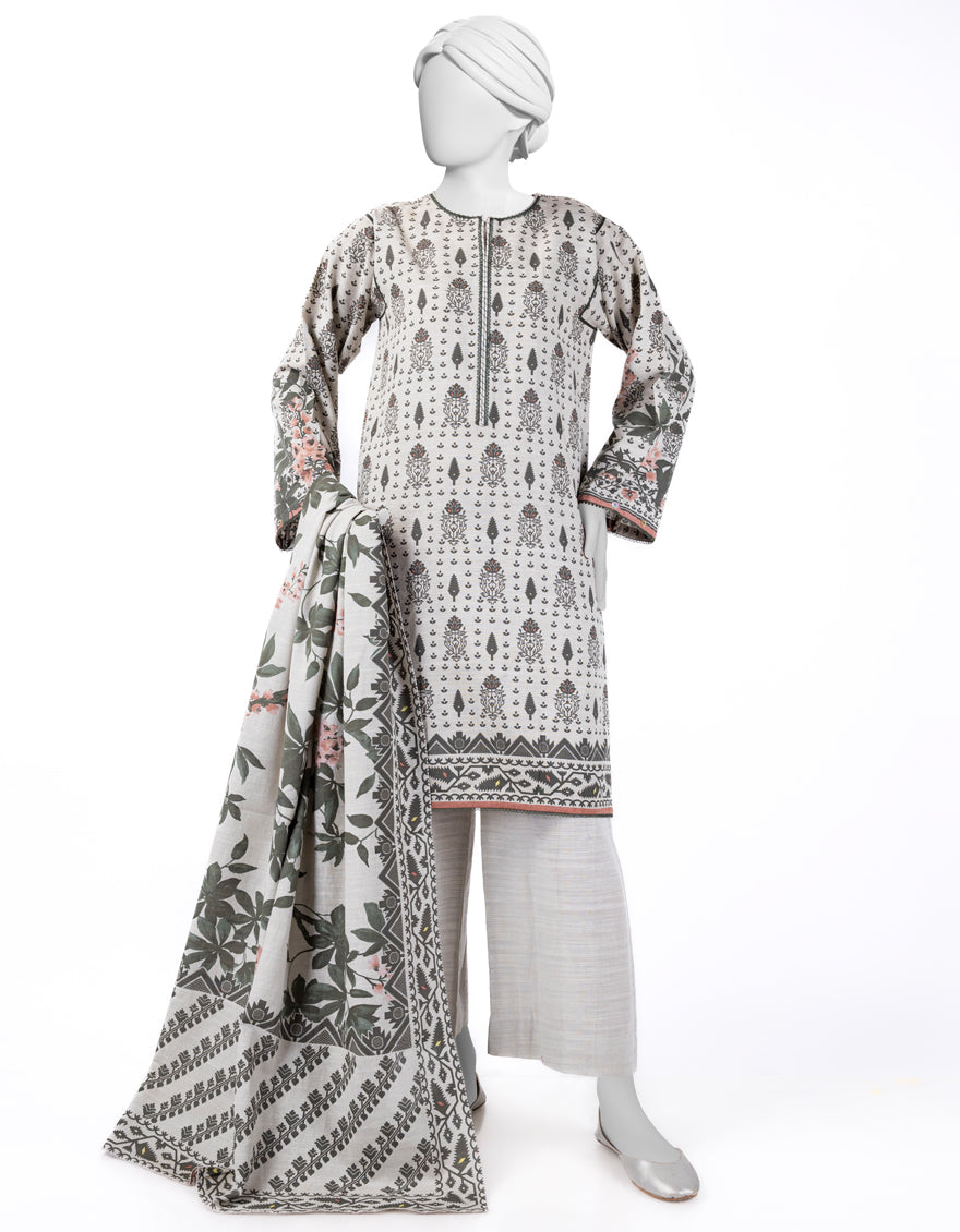 Khaddar Off White Stitched Suit - J. Junaid Jamshed