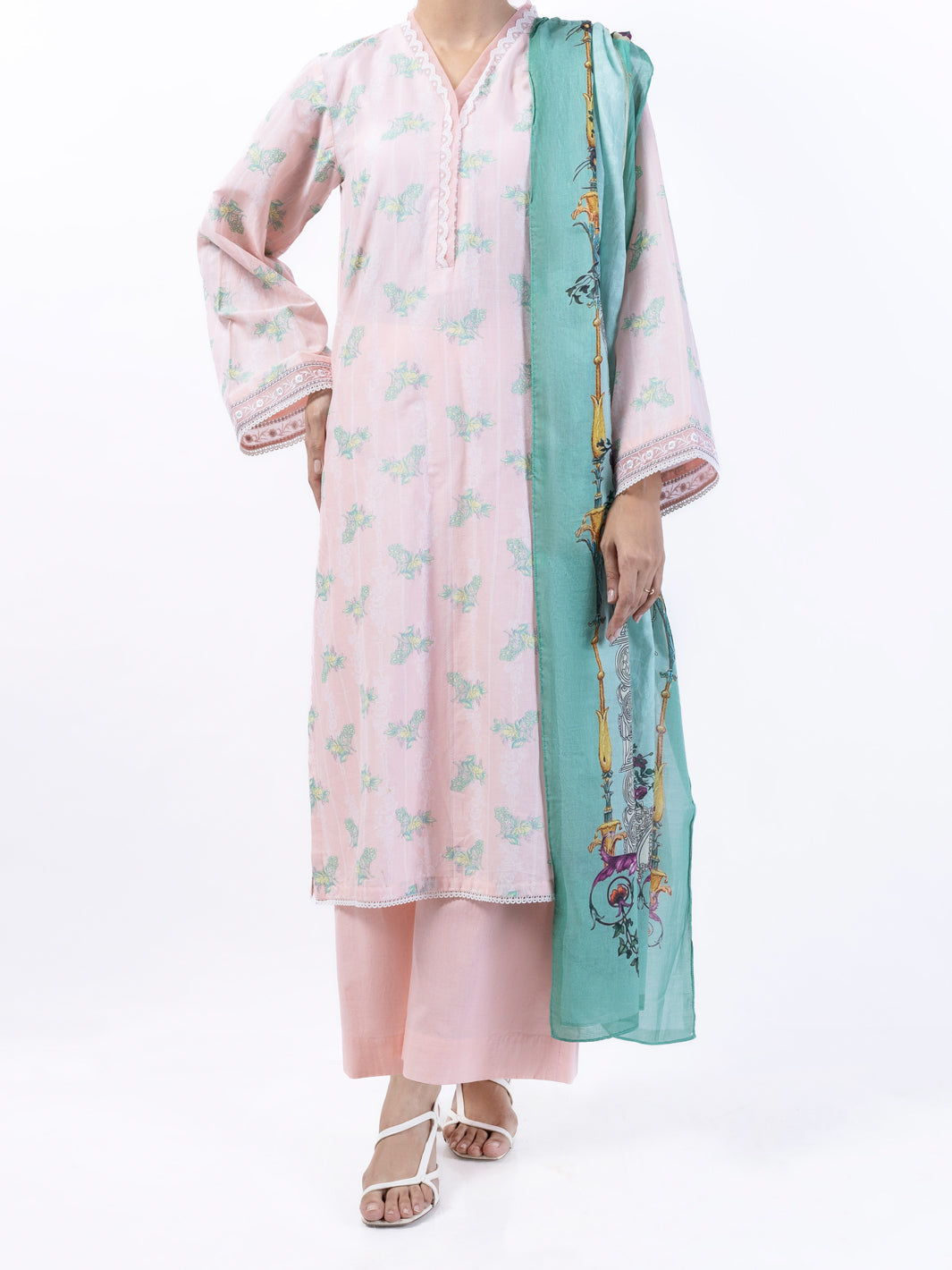 Lawn Pink Unstitched Suit - Almirah