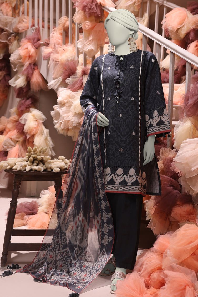 Slub Grey Unstitched Suit - J. Junaid Jamshed