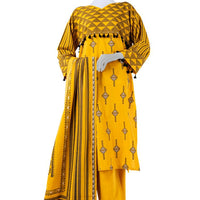 Yar Dyed Jacquard Mustard Unstitched Suit - J. Junaid Jamshed