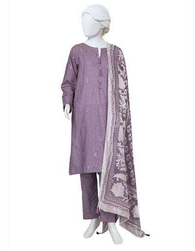 Dyed Lilac Stitched Suit - J. Junaid Jamshed