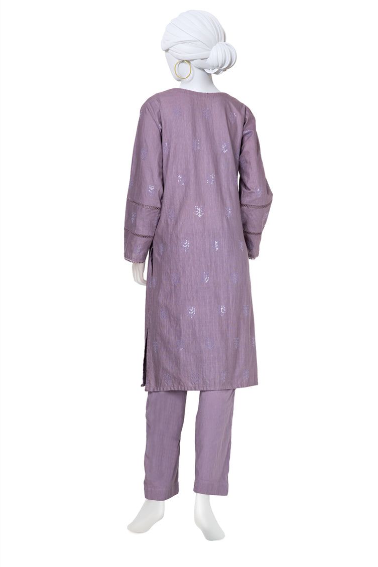 Dyed Lilac Stitched Suit - J. Junaid Jamshed