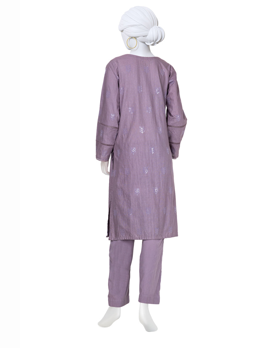 Dyed Lilac Stitched Suit - J. Junaid Jamshed