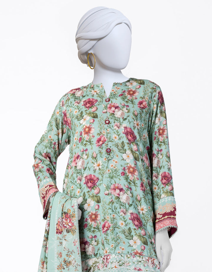 Linen Green Stitched Suit - J. Junaid Jamshed