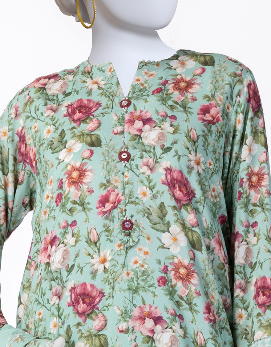 Linen Green Stitched Suit - J. Junaid Jamshed