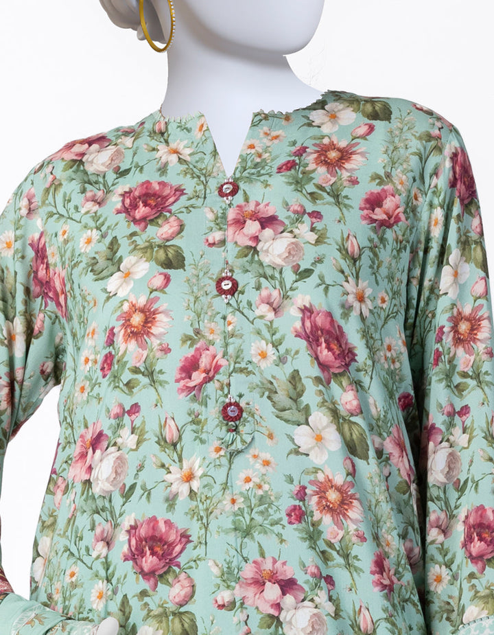 Linen Green Stitched Suit - J. Junaid Jamshed