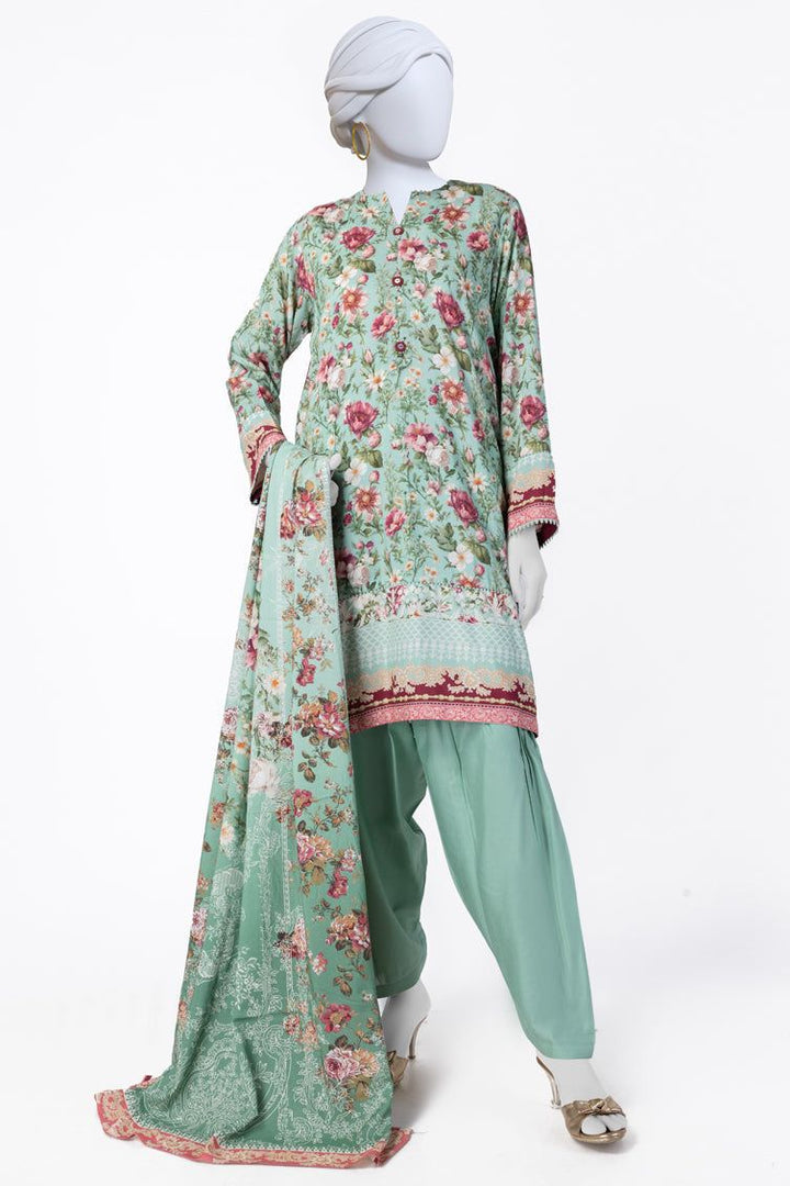 Linen Green Stitched Suit - J. Junaid Jamshed