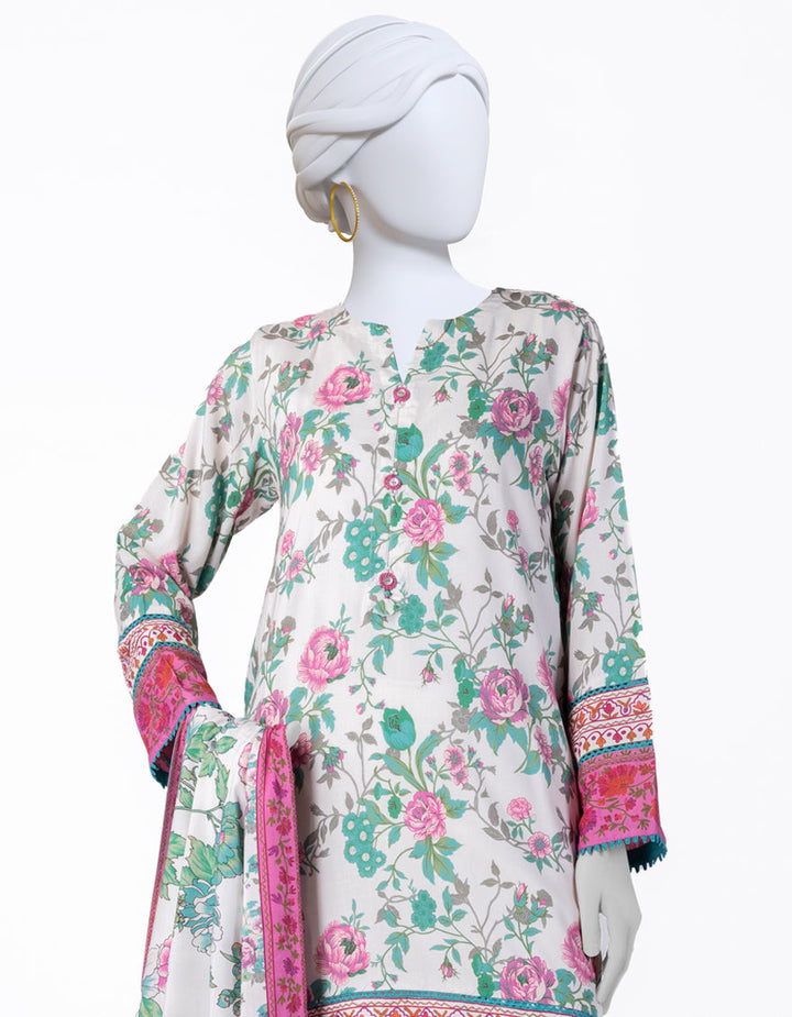 Linen White Stitched Suit - J. Junaid Jamshed