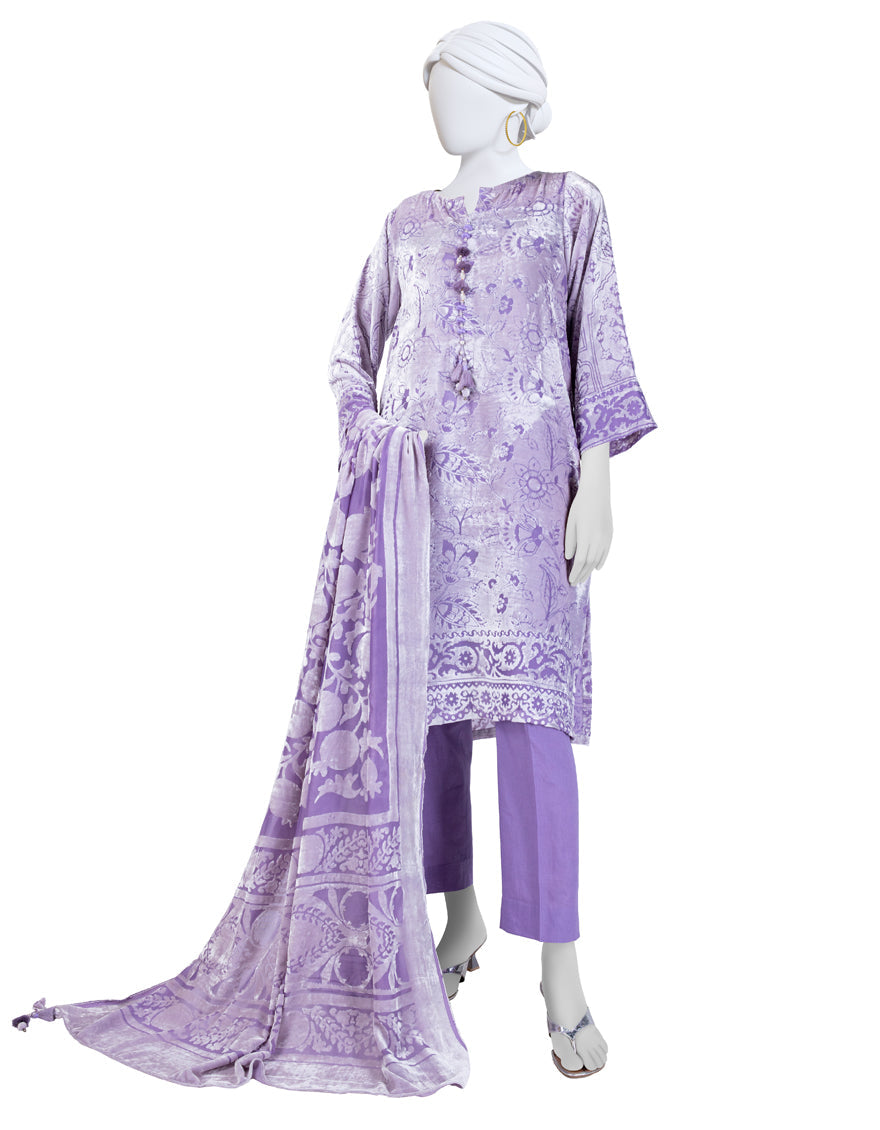 Polyester Lilac Unstitched Suit - J. Junaid Jamshed