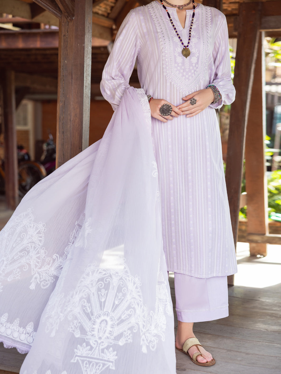 Yarn Dyed Lilac Unstitched Suit - Almirah