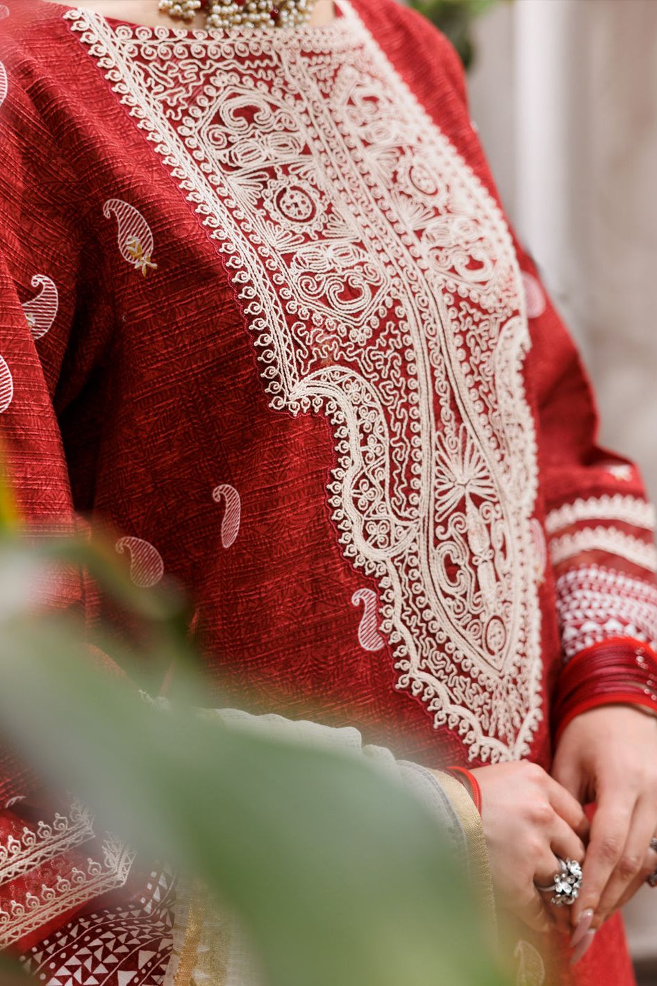 Dobby Cotton Maroon Stitched Suit - Almirah