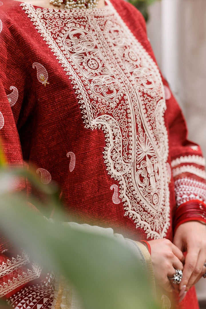 Dobby Cotton Maroon Stitched Suit - Almirah