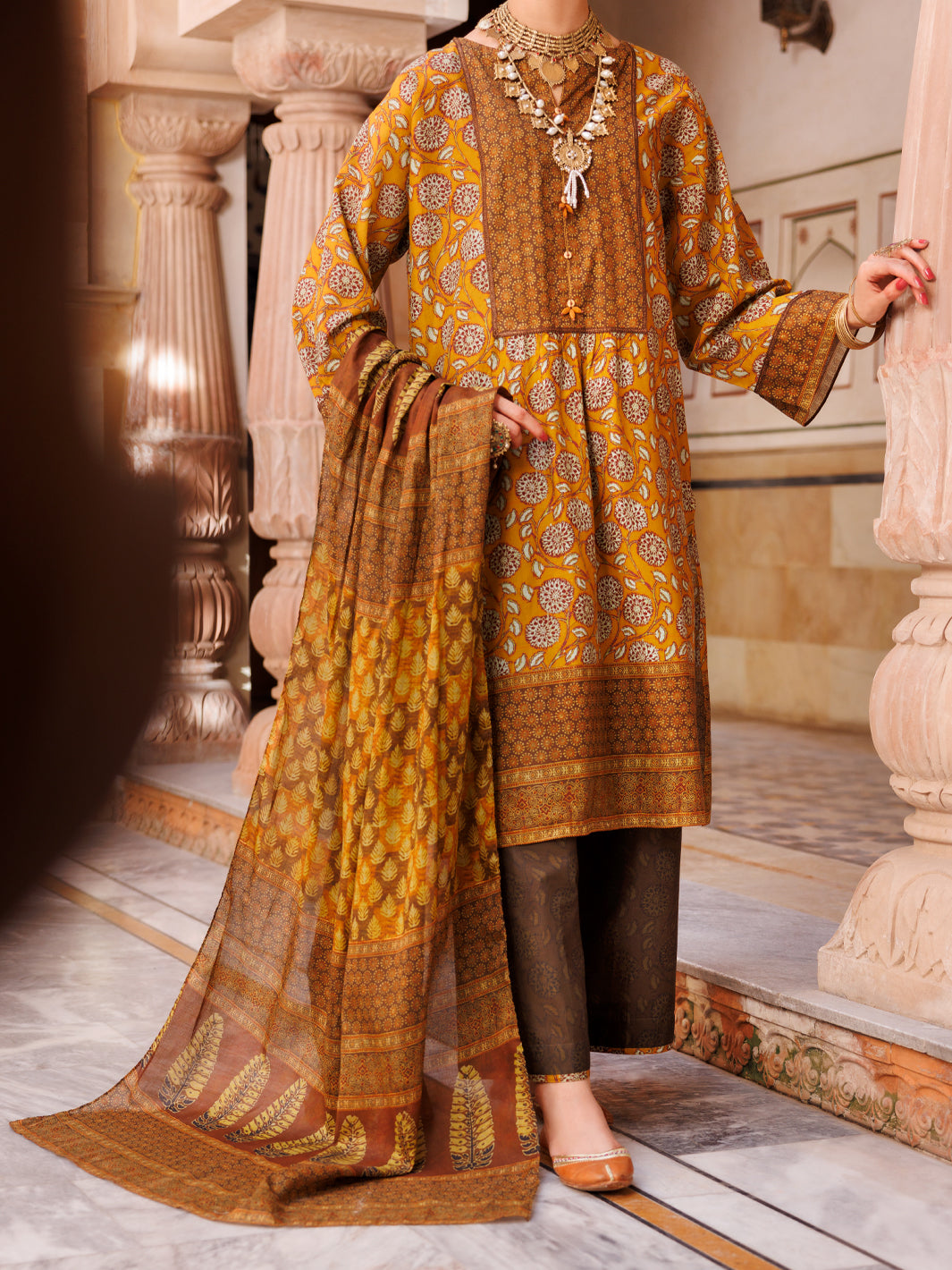 Lawn Brown 3 Piece Stitched Suit - Almirah