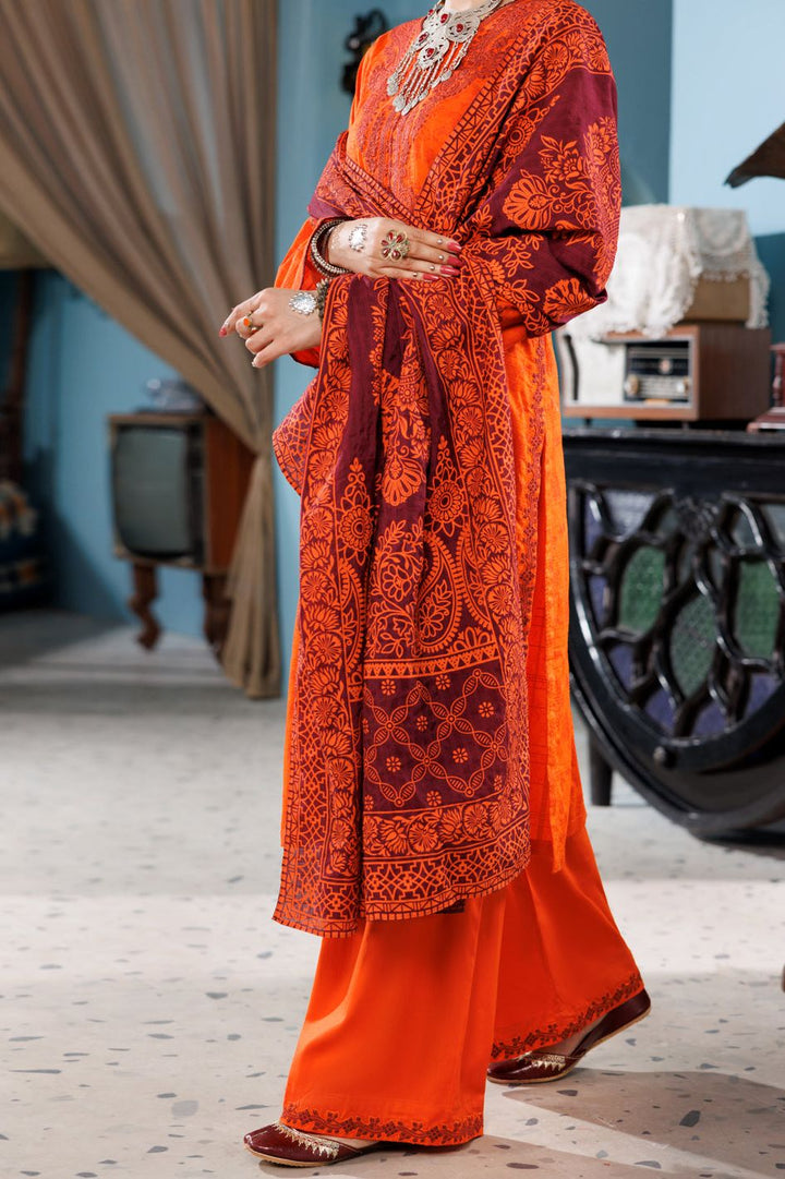 Cotton Dobby Orange Stitched Suit - Almirah
