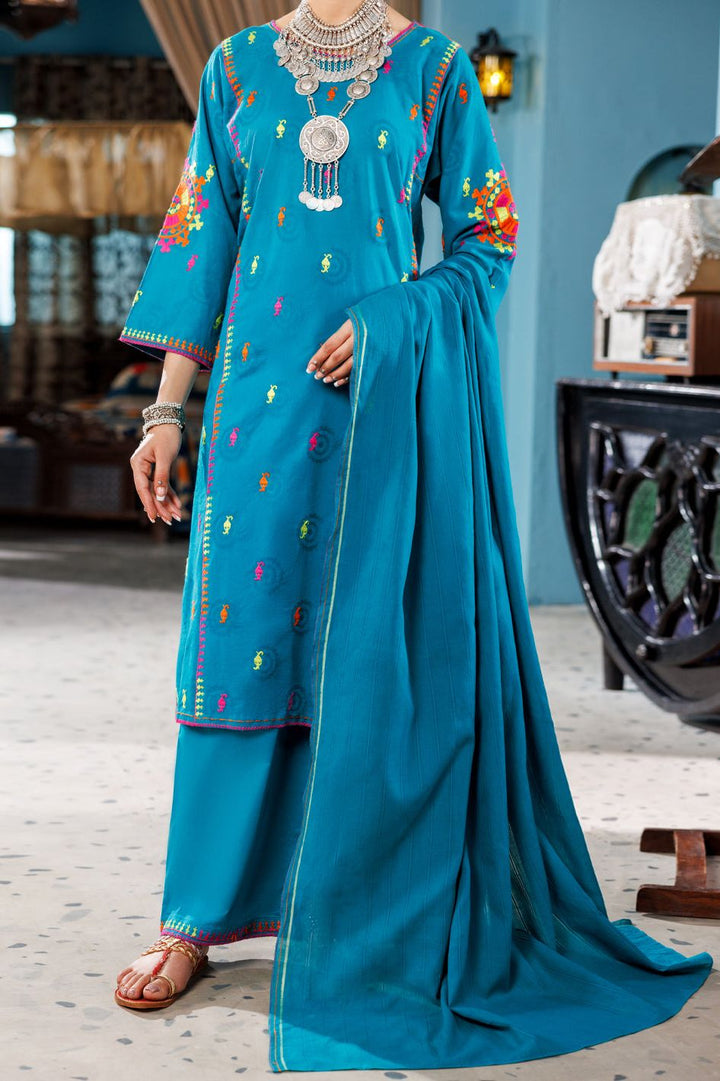 Jacquard Sea green Stitched Suit - Almirah
