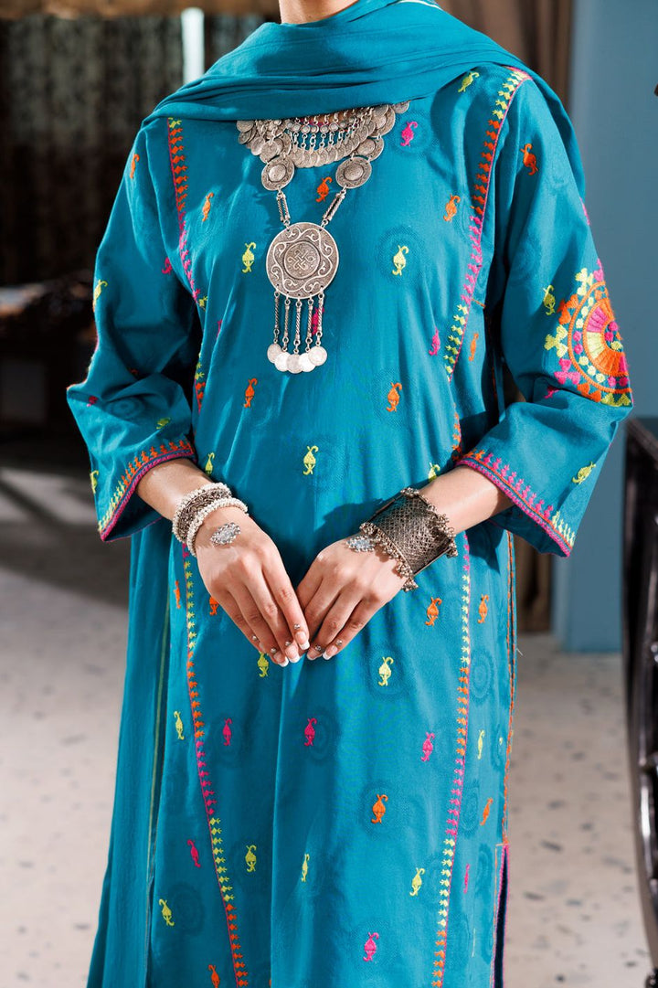 Jacquard Sea green Stitched Suit - Almirah