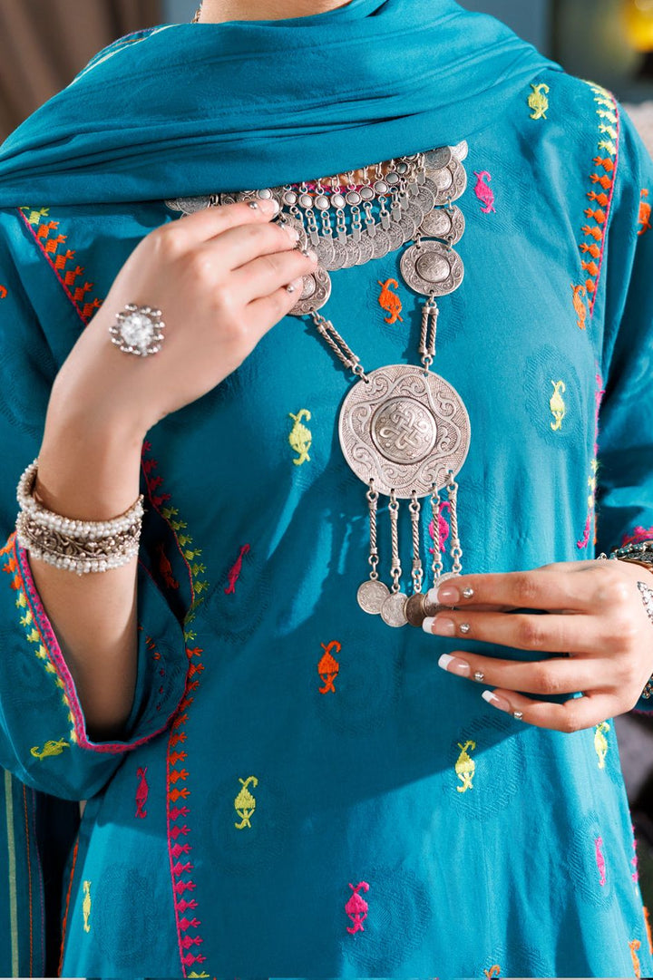 Jacquard Sea green Stitched Suit - Almirah