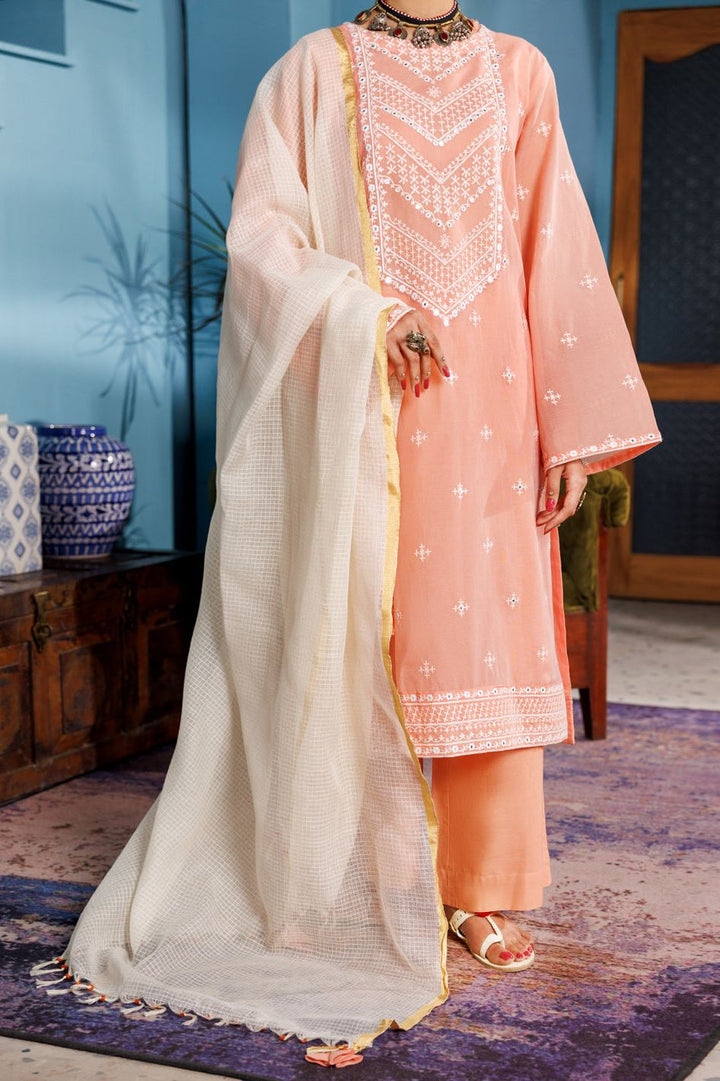 Poly Cotton Light pink Stitched Suit - Almirah