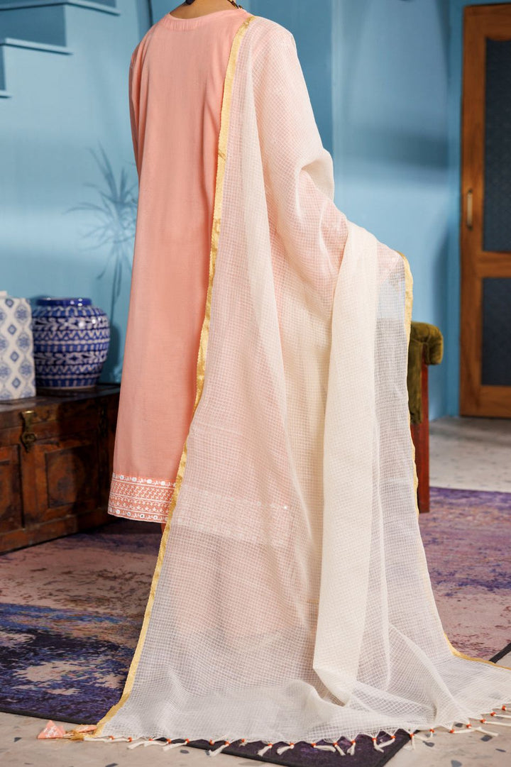Poly Cotton Light pink Stitched Suit - Almirah