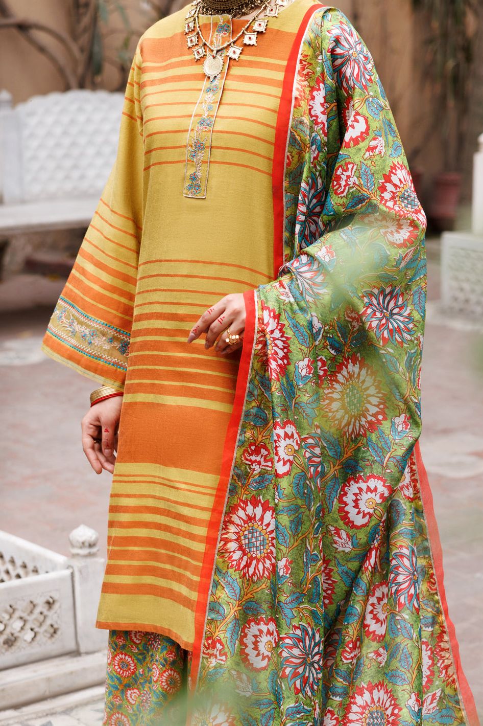 Yarn Dyed Mehndi Stitched Suit - Almirah