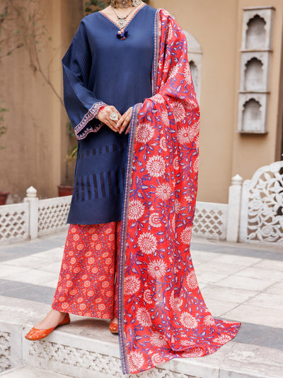 Yarn Dyed Blue Stitched Suit - Almirah