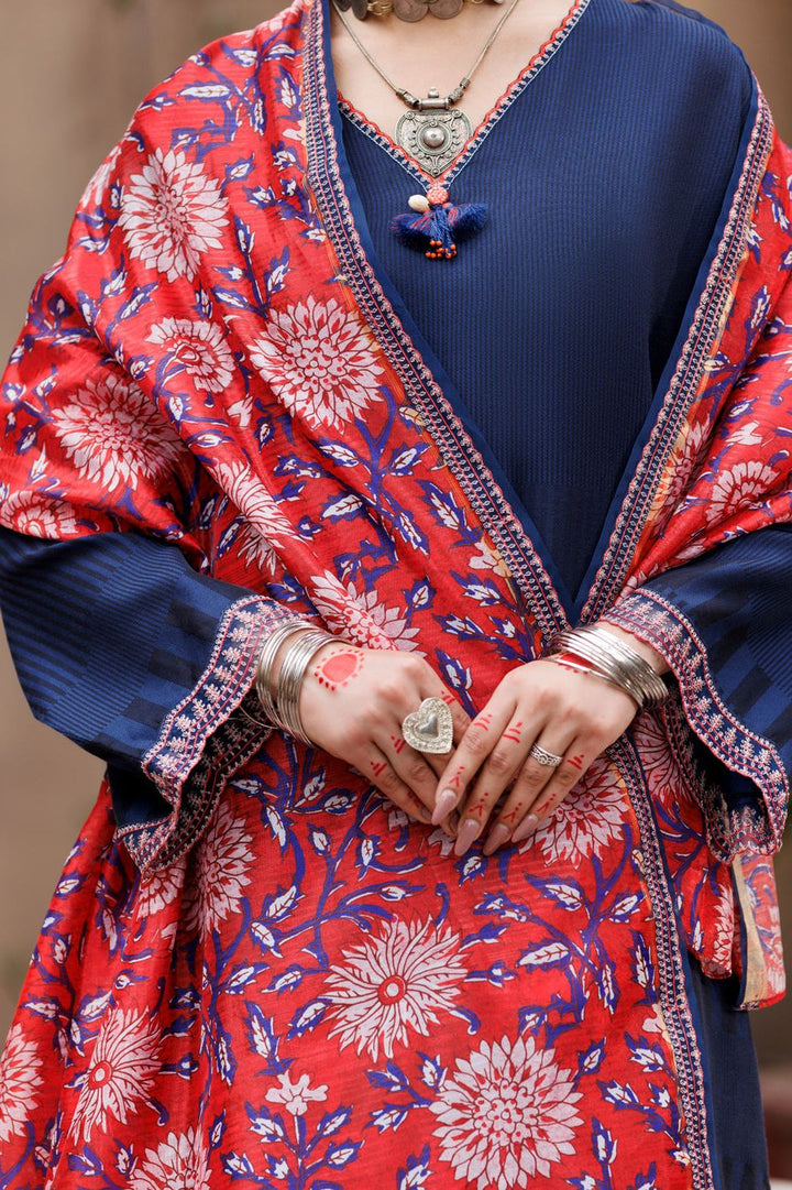 Yarn Dyed Blue Stitched Suit - Almirah