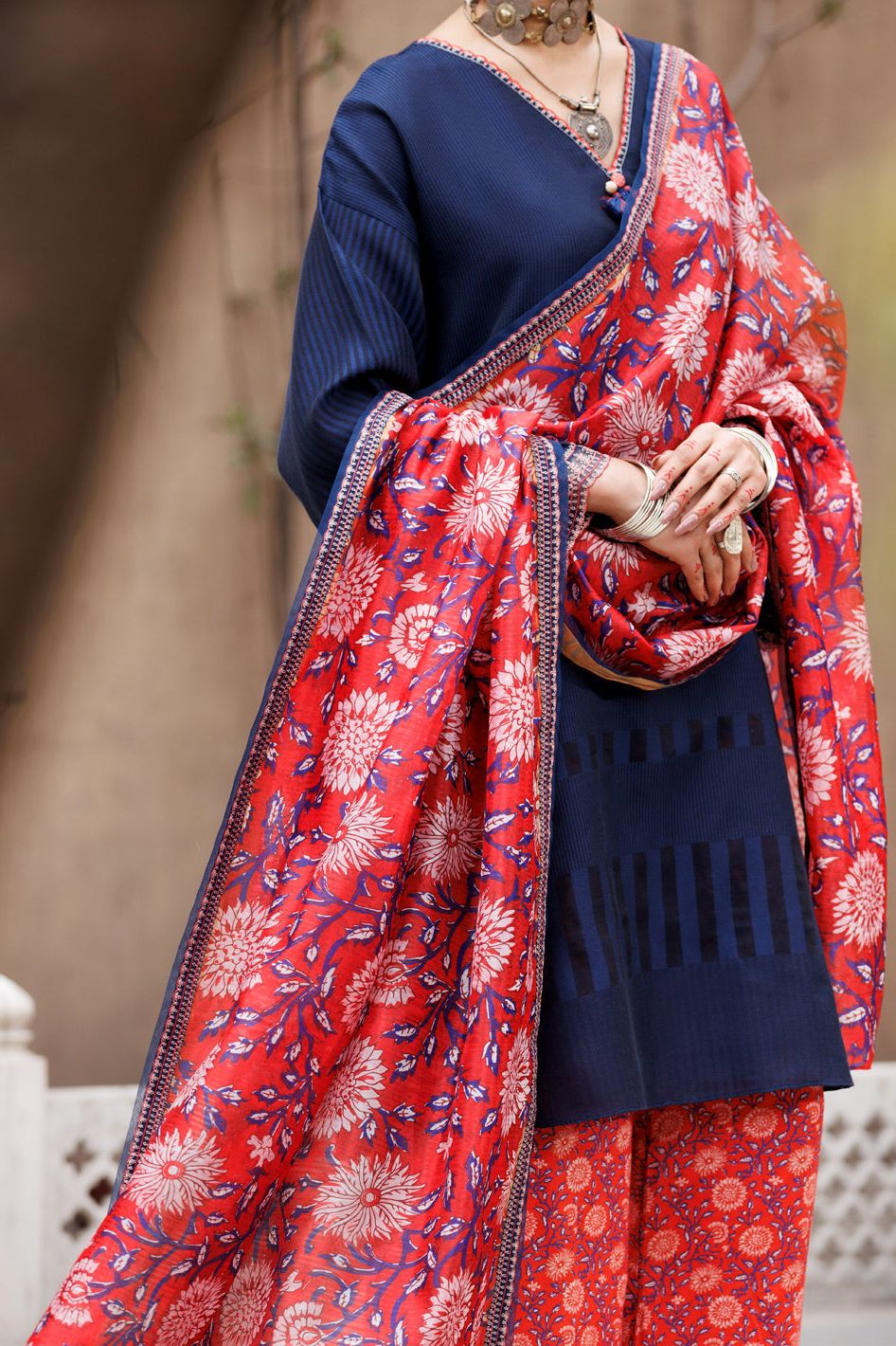 Yarn Dyed Blue Stitched Suit - Almirah