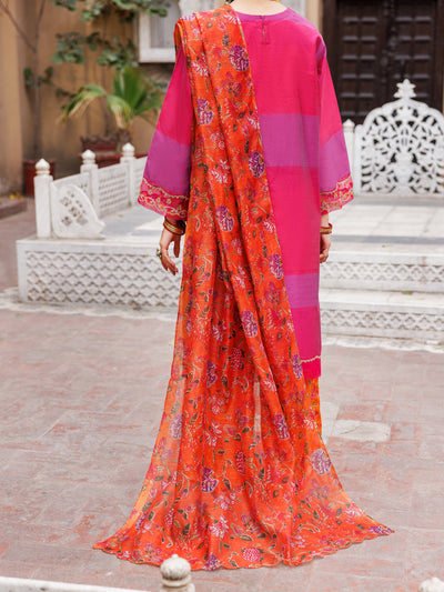 Yarn Dyed Fuchsia Stitched Suit - Almirah