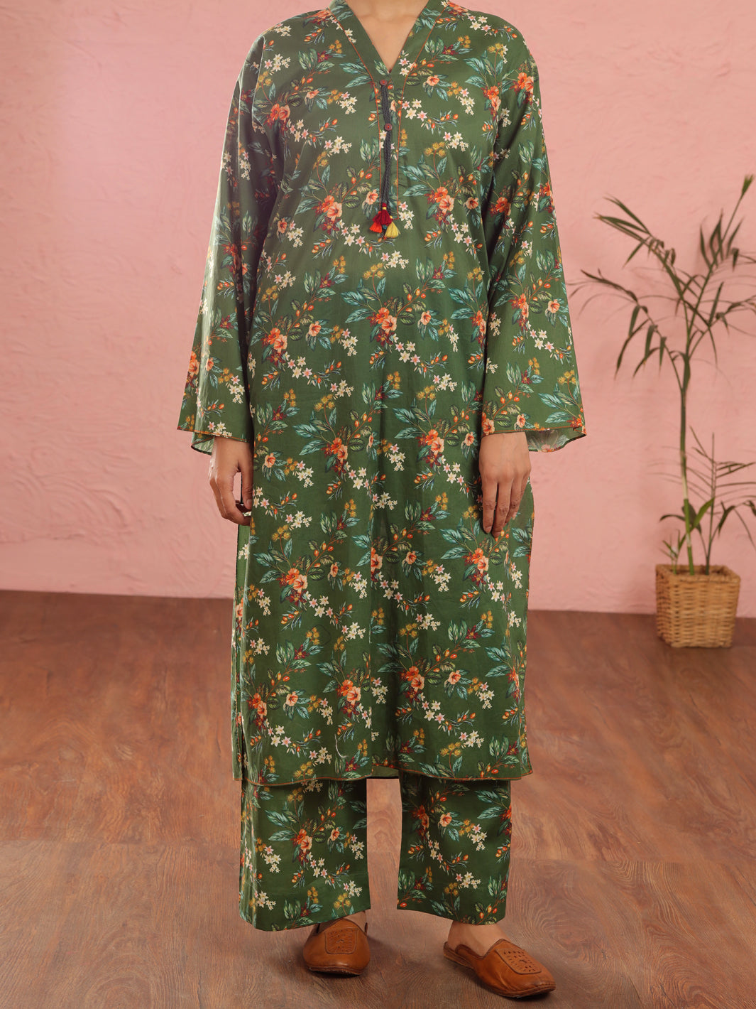 Cambric Dark Green 2 Piece Unstitched Suit - Almirah