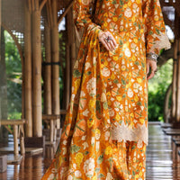 Lawn Brown Unstitched Suit - Almirah