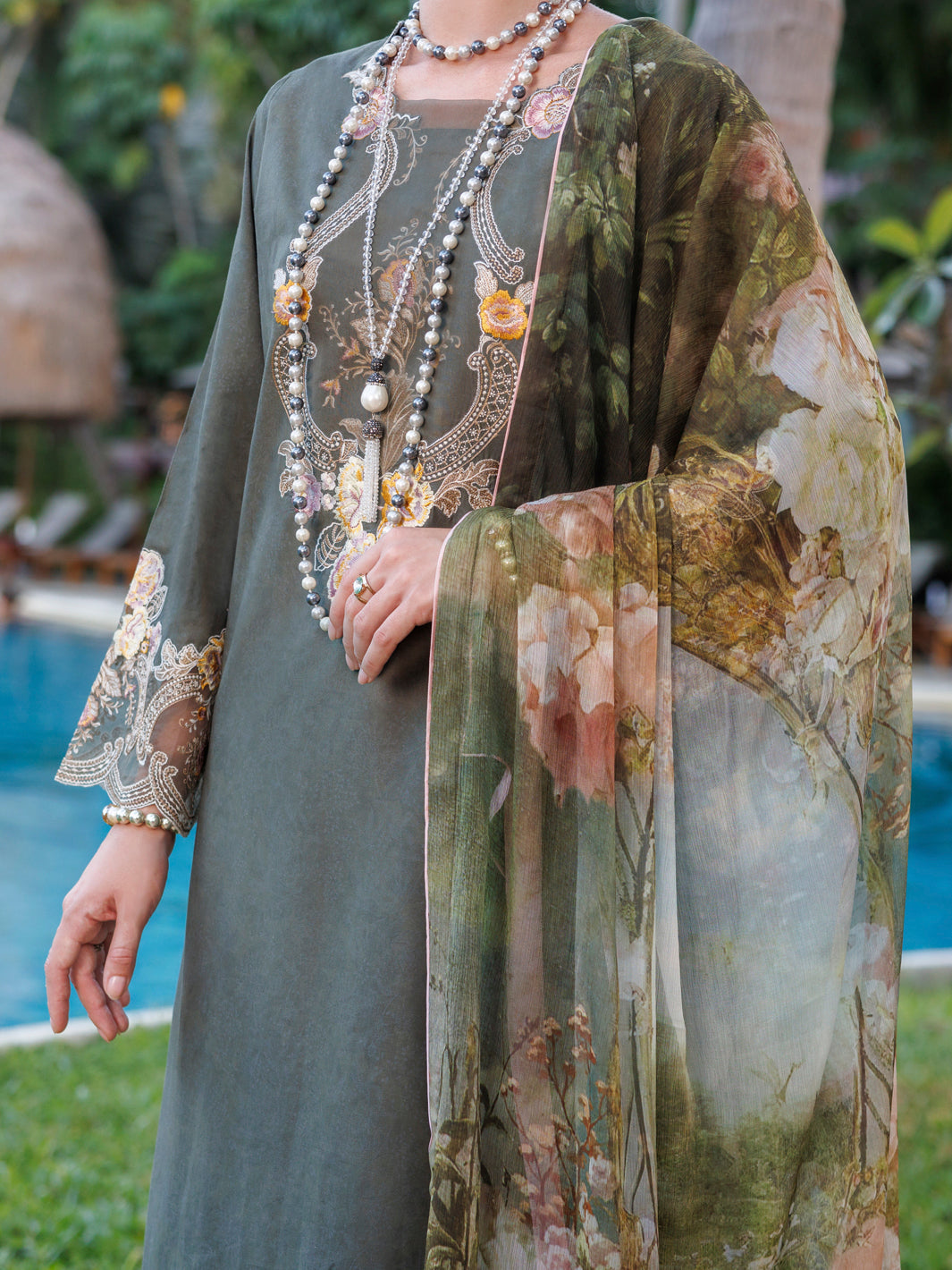 Lawn Mehndi Green Stitched Suit - J. Junaid Jamshed