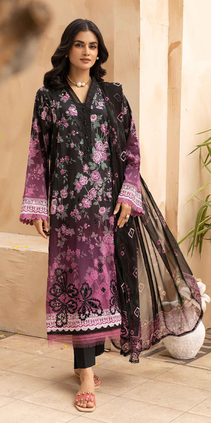 Lawn Black Stitched Suit - Kesariya Vol III by Nureh