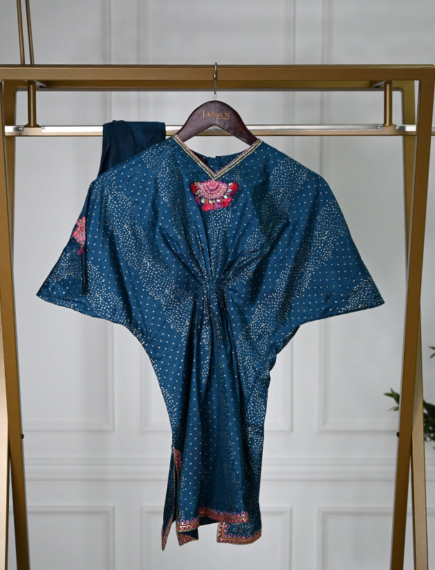 Raw Silk Teal Stitched Suit - J. Junaid Jamshed