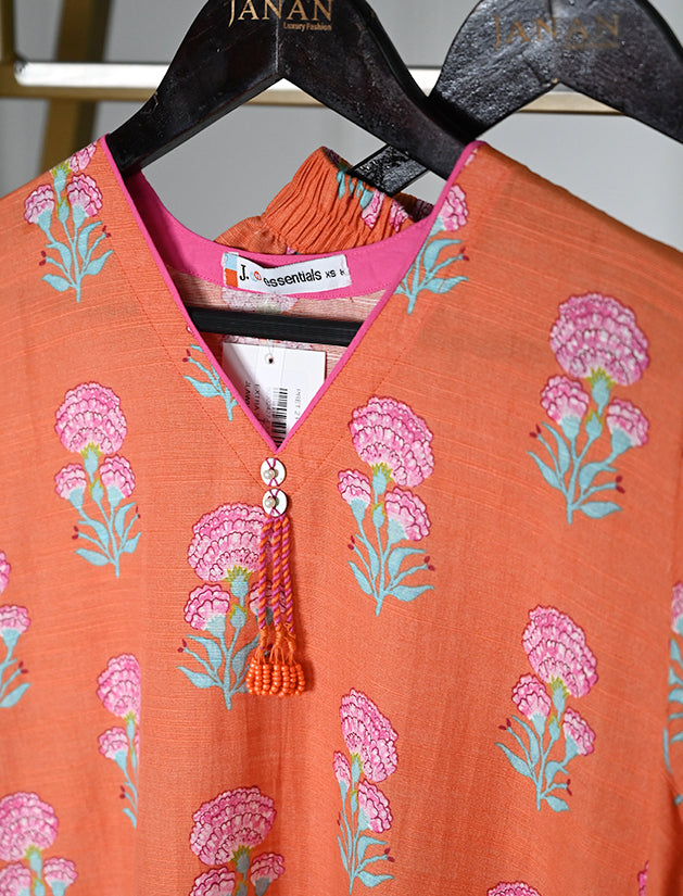 Khaddar Orange Stitched Suit - J. Junaid Jamshed