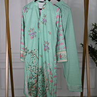 Khaddar Green Stitched Suit - J. Junaid Jamshed
