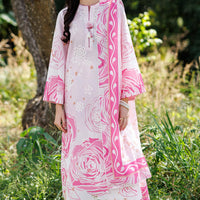Embroidered Lawn Pink Unstitched Suit - Jazmin