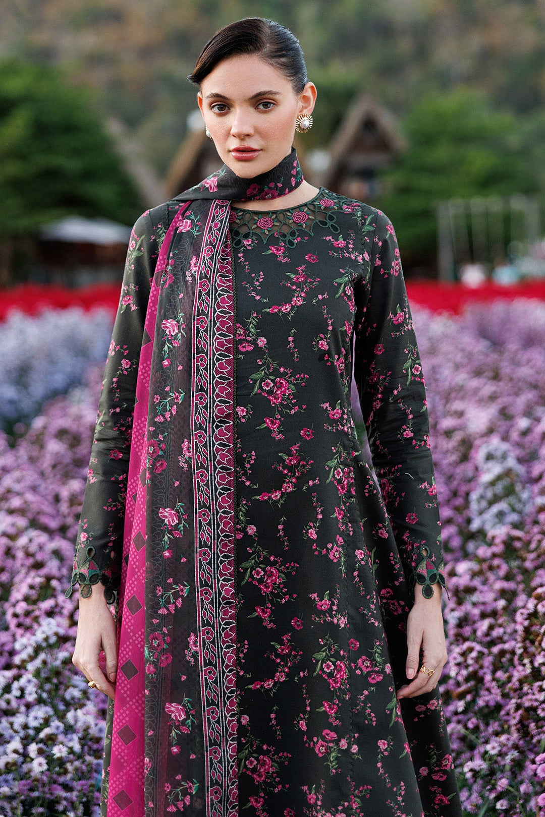 Embroidered Lawn Mehndi Stitched Suit - Jazmin