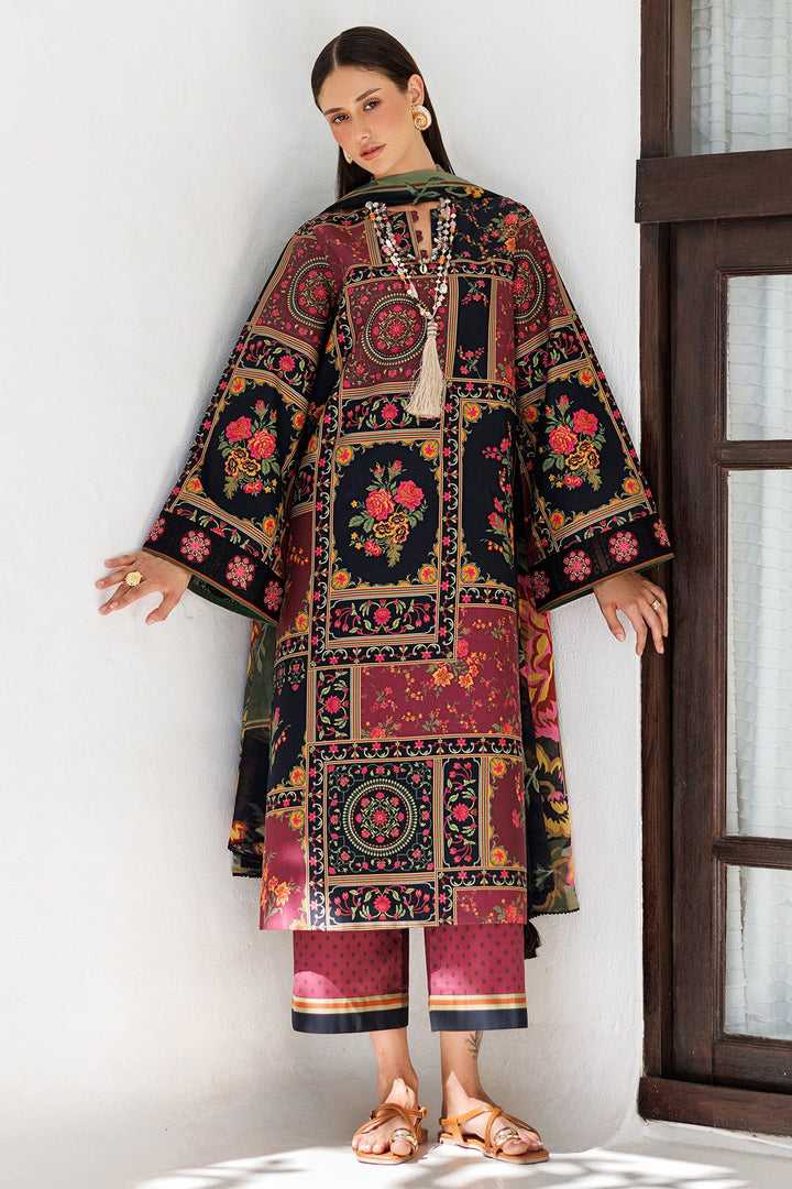 Lawn Plum Stitched Suit - Jazmin