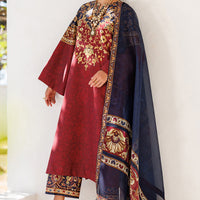 Lawn Maroon Stitched Suit - Jazmin