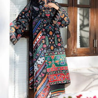 Embroidered Lawn Black Unstitched Suit - Jazmin