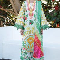 Lawn Green Stitched Suit - Jazmin
