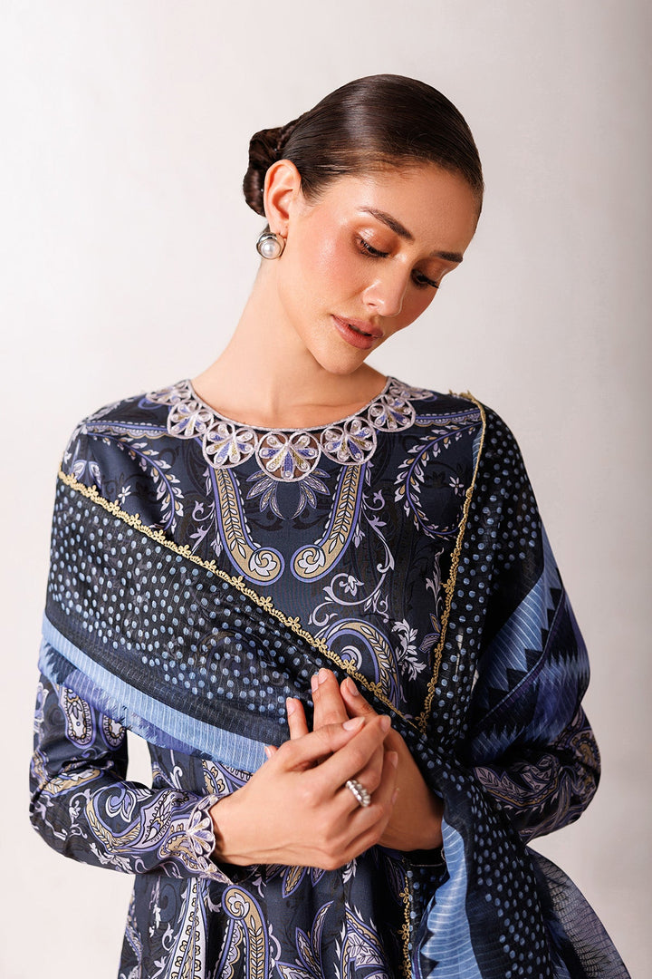 Embroidered Lawn Blue Stitched Suit - Jazmin
