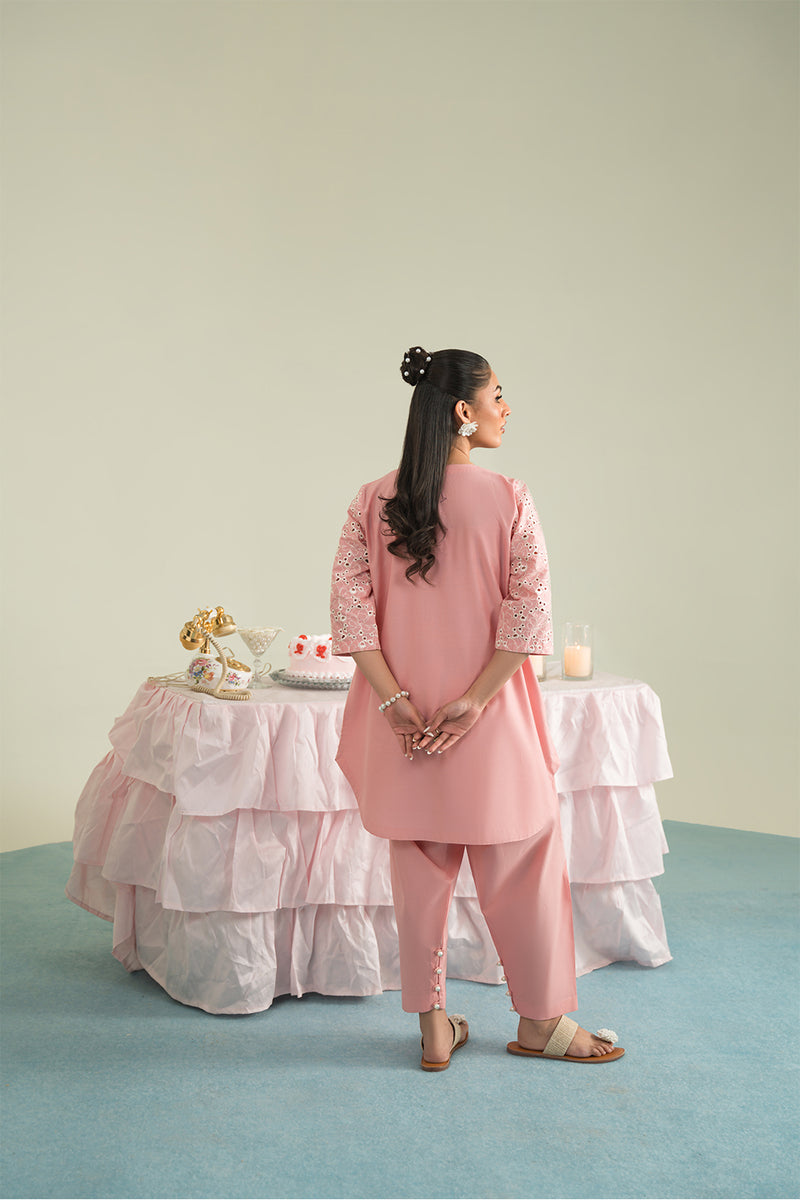 Cotton Peach Stitched Suit - Vanya