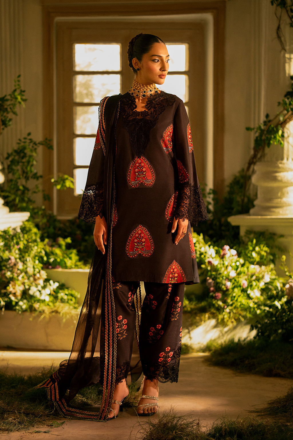 Silk Lawn & Organza Black Stitched Meraki Formal Collection - Vanya