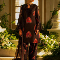 Silk Lawn & Organza Black Stitched Meraki Formal Collection - Vanya