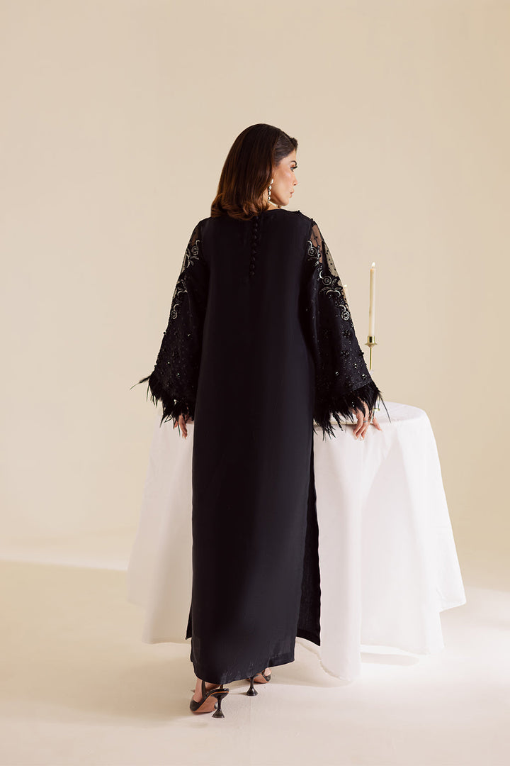 Charmeuse Silk Black Stitched Suit - Vanya