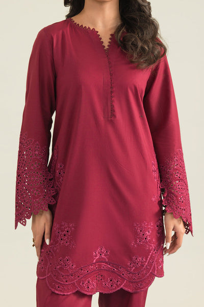 Cotton Red Stitched Suit - Vanya